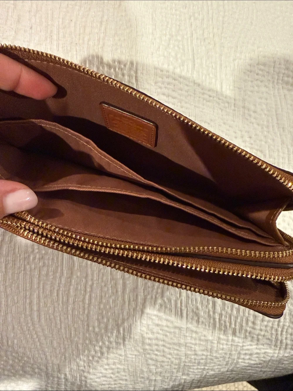 Coach Chestnut Pebbled Leather Wristlet